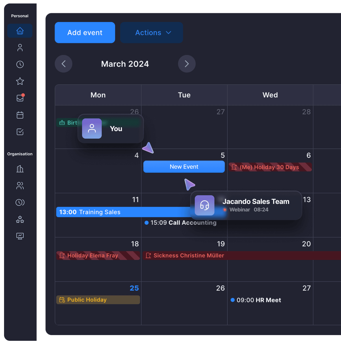 You can see a users cursor on the sleek jacando interface